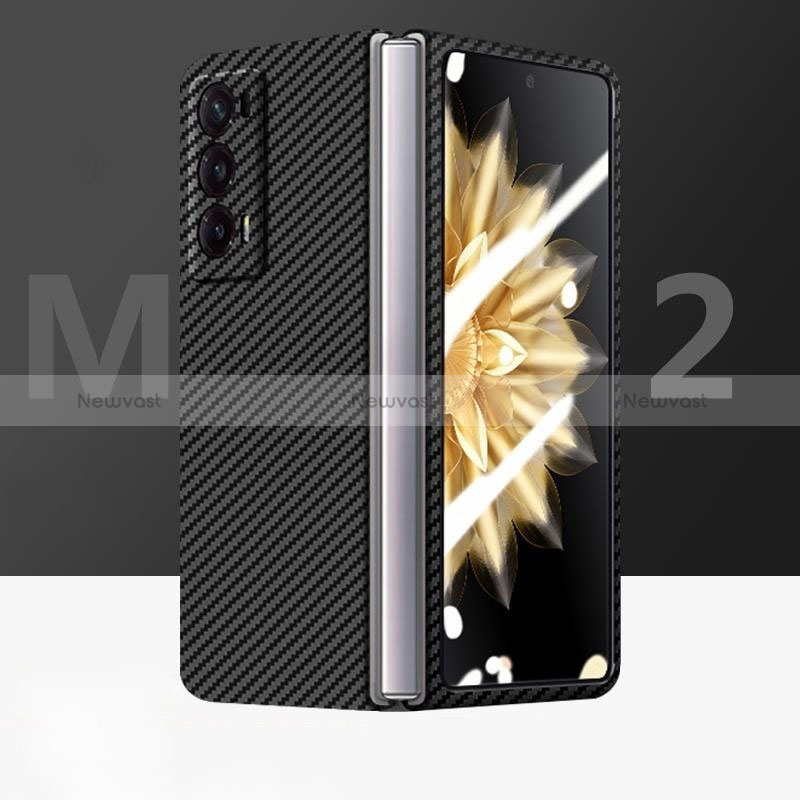 Luxury Carbon Fiber Twill Soft Case Cover for Huawei Honor Magic V2 5G Black