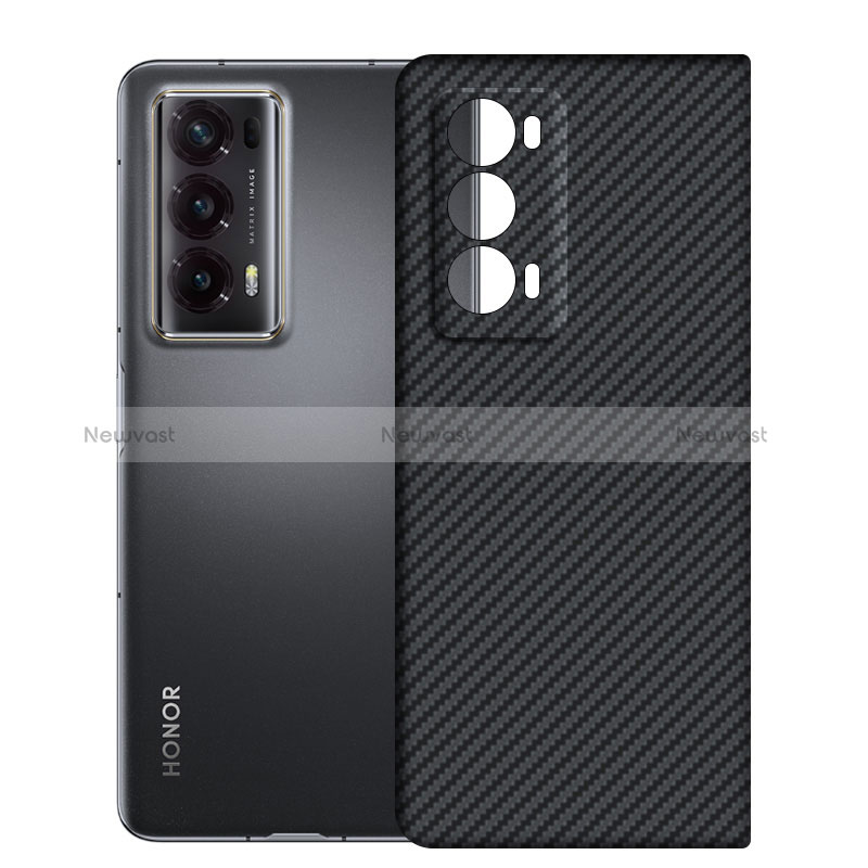 Luxury Carbon Fiber Twill Soft Case Cover for Huawei Honor Magic V2 5G Black