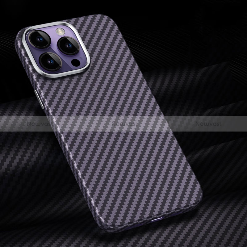 Luxury Carbon Fiber Twill Soft Case T01 for Apple iPhone 14 Pro Purple