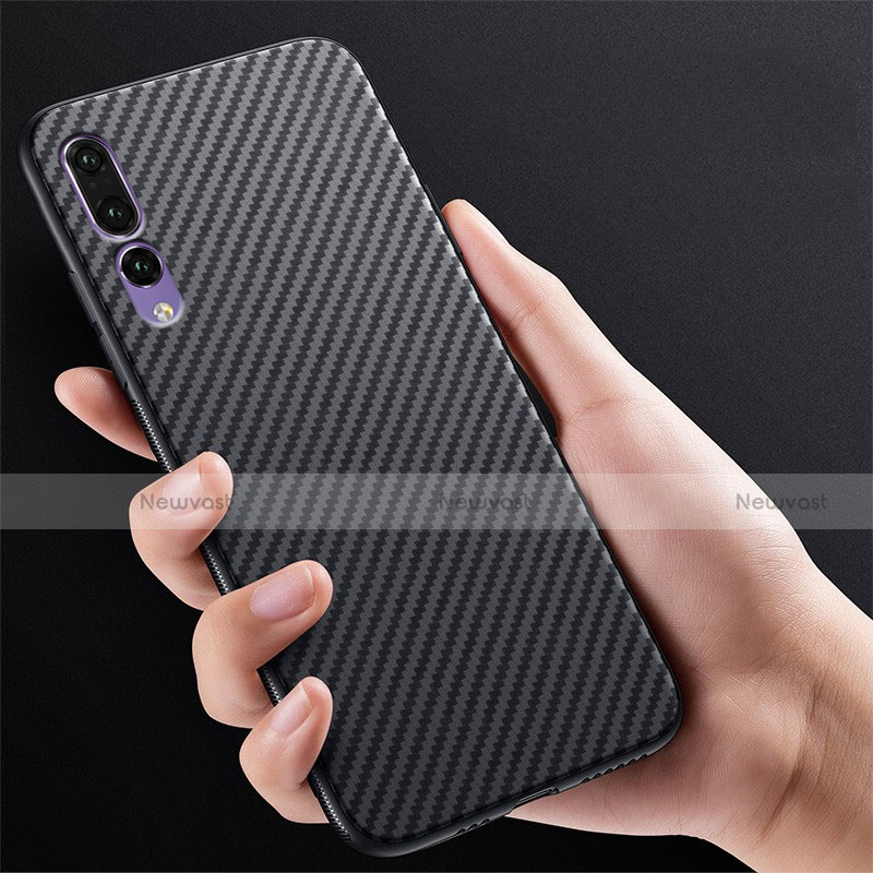 Luxury Carbon Fiber Twill Soft Case T01 for Huawei P20 Pro Black