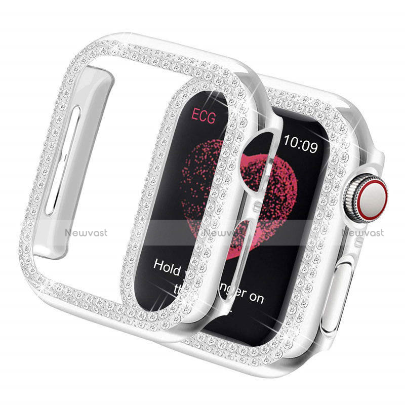 Luxury Diamond Bling Hard Case Cover for Apple iWatch 5 40mm Silver