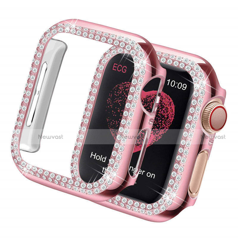 Luxury Diamond Bling Hard Case Cover for Apple iWatch 5 44mm Pink