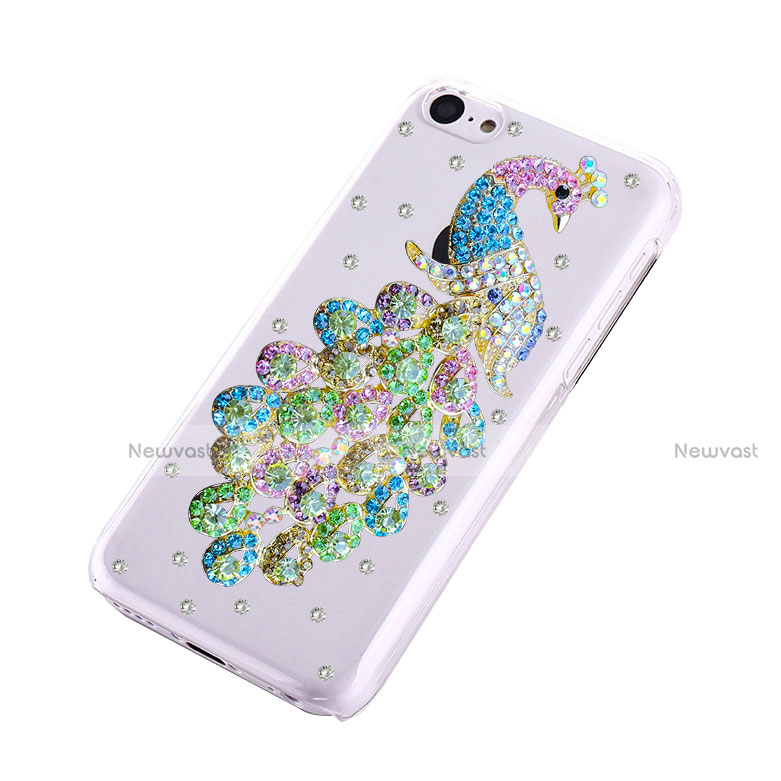 Luxury Diamond Bling Peacock Hard Rigid Case Cover for Apple iPhone 5C Green