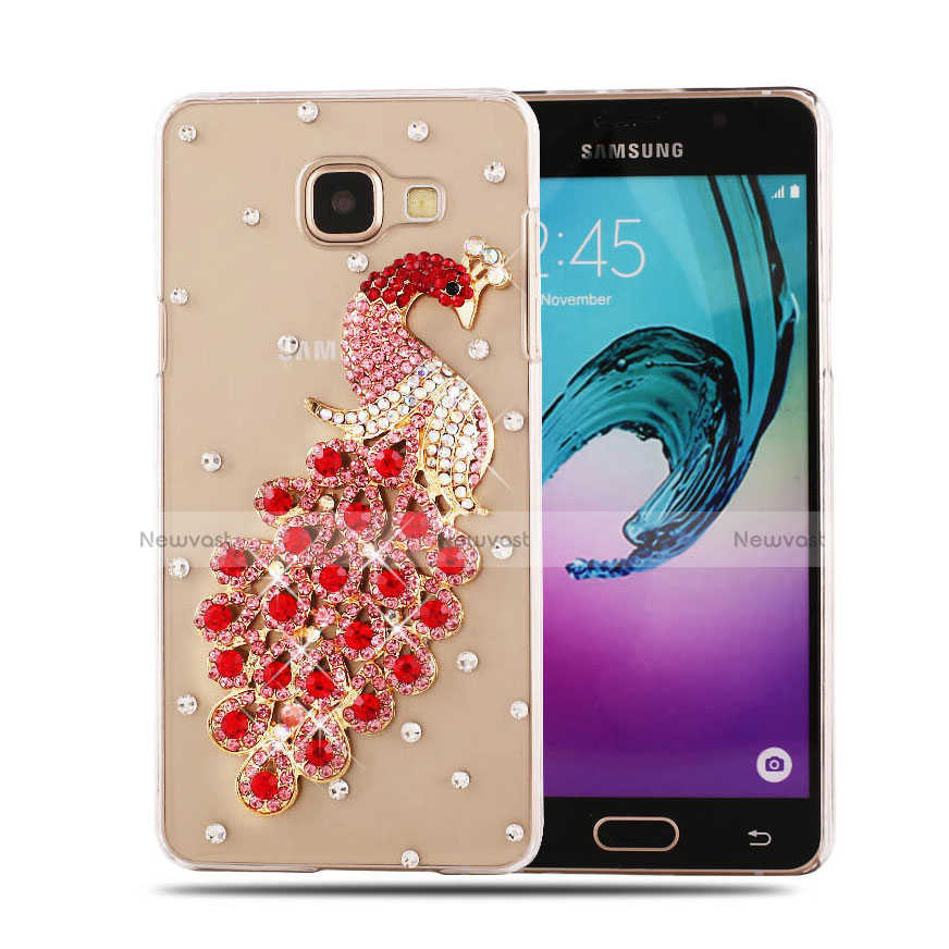 Luxury Diamond Bling Peacock Hard Rigid Case Cover for Samsung Galaxy A5 (2016) SM-A510F Red