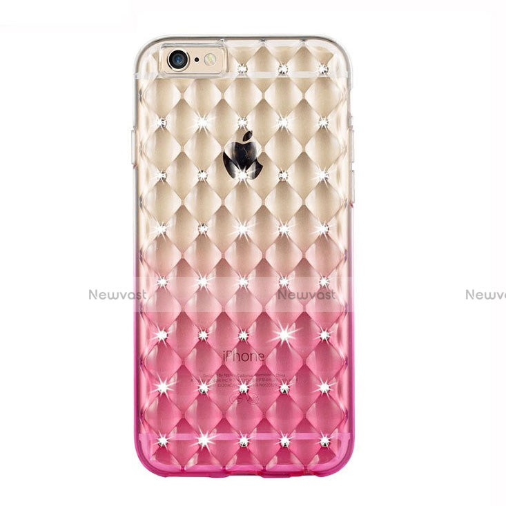 Luxury Diamond Bling Transparent Gel Gradient Soft Case for Apple iPhone 6 Pink