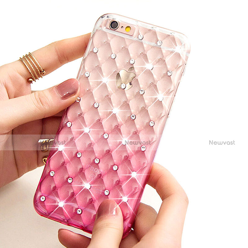 Luxury Diamond Bling Transparent Gel Gradient Soft Case for Apple iPhone 6 Pink