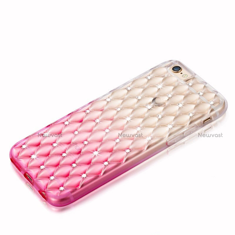 Luxury Diamond Bling Transparent Gel Gradient Soft Case for Apple iPhone 6 Pink