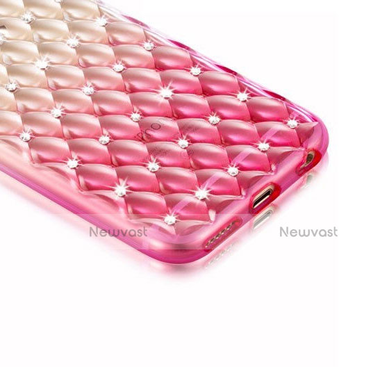 Luxury Diamond Bling Transparent Gel Gradient Soft Case for Apple iPhone 6 Pink