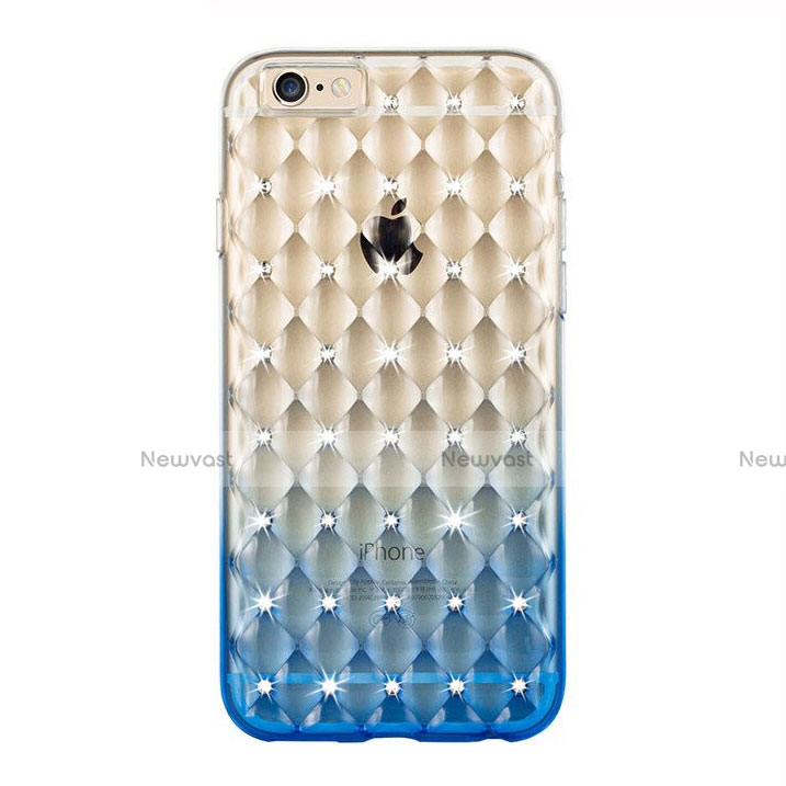 Luxury Diamond Bling Transparent Gel Gradient Soft Case for Apple iPhone 6S Plus Blue