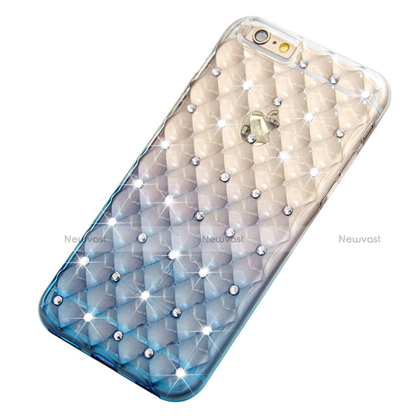 Luxury Diamond Bling Transparent Gel Gradient Soft Case for Apple iPhone 6S Plus Blue