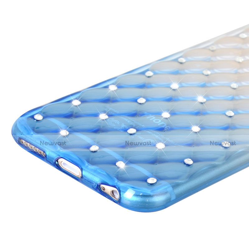 Luxury Diamond Bling Transparent Gel Gradient Soft Case for Apple iPhone 6S Plus Blue