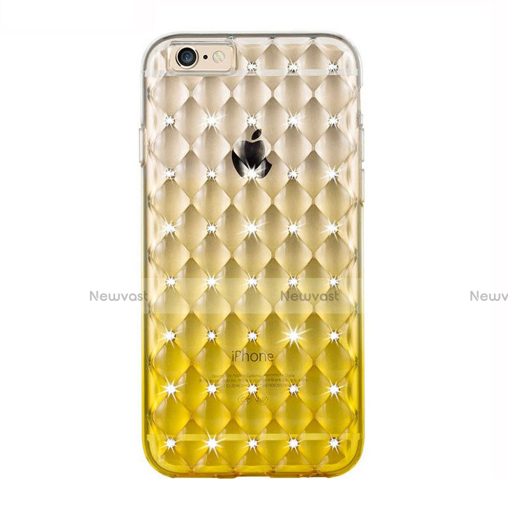 Luxury Diamond Bling Transparent Gel Gradient Soft Cover for Apple iPhone 6S Plus Yellow