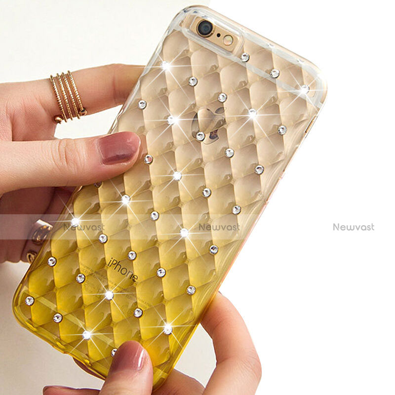 Luxury Diamond Bling Transparent Gel Gradient Soft Cover for Apple iPhone 6S Plus Yellow