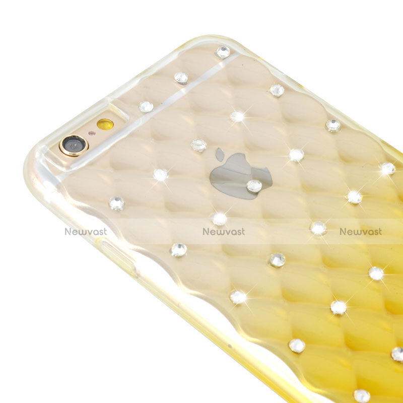 Luxury Diamond Bling Transparent Gel Gradient Soft Cover for Apple iPhone 6S Plus Yellow