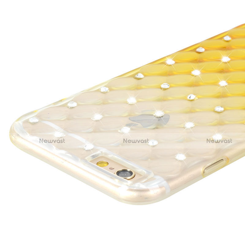 Luxury Diamond Bling Transparent Gel Gradient Soft Cover for Apple iPhone 6S Plus Yellow