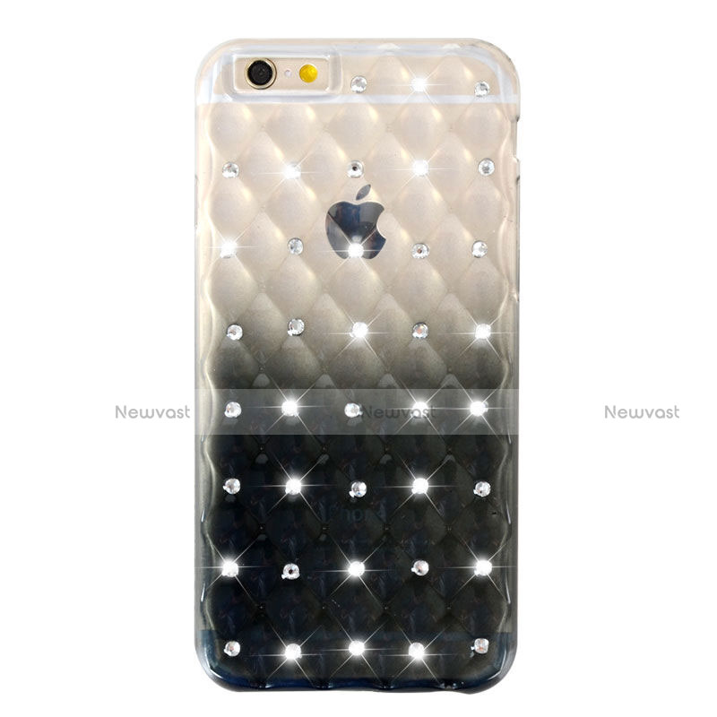 Luxury Diamond Bling Transparent Gradient Soft Case for Apple iPhone 6 Black