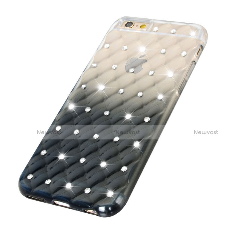 Luxury Diamond Bling Transparent Gradient Soft Case for Apple iPhone 6 Black