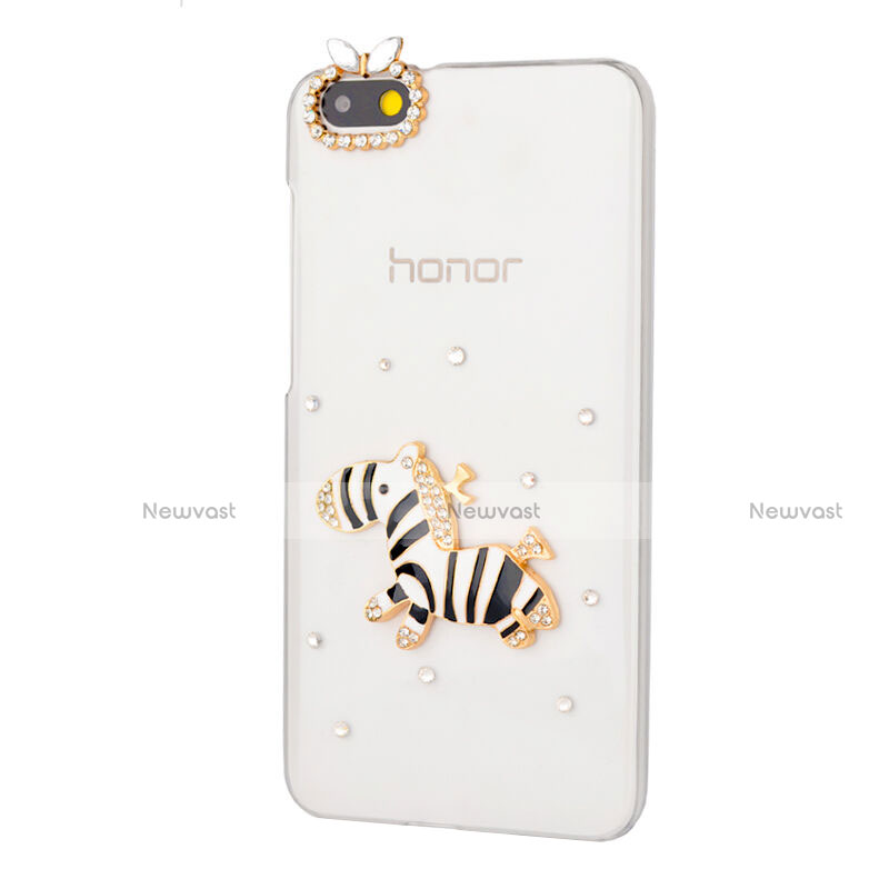 Luxury Diamond Bling Zebra Hard Rigid Case Cover for Huawei Honor 4X Black