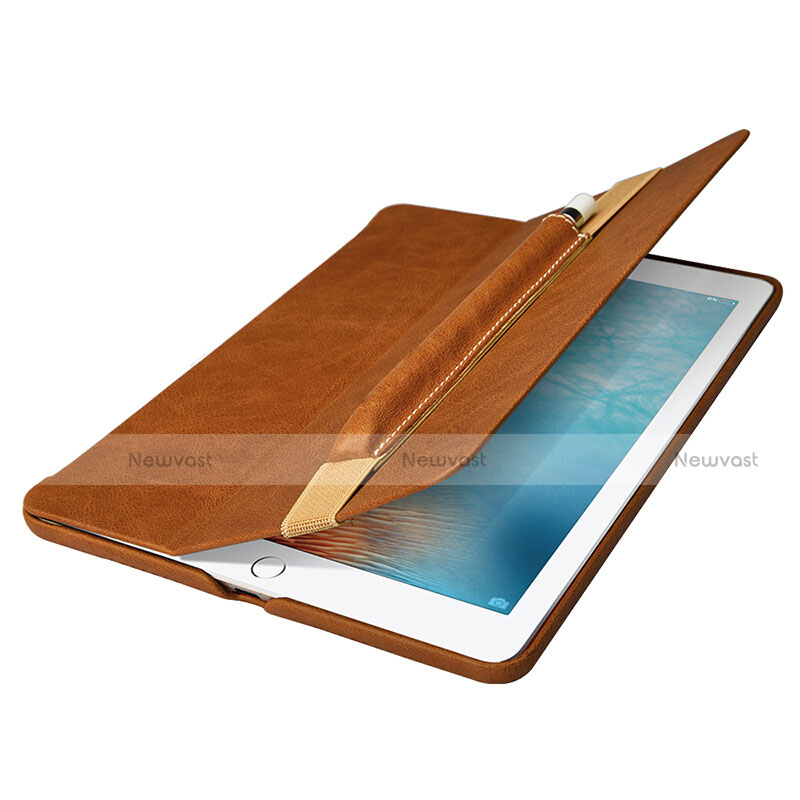 Luxury Leather Holder Elastic Detachable Cover P01 for Apple Pencil Apple New iPad 9.7 (2018) Brown