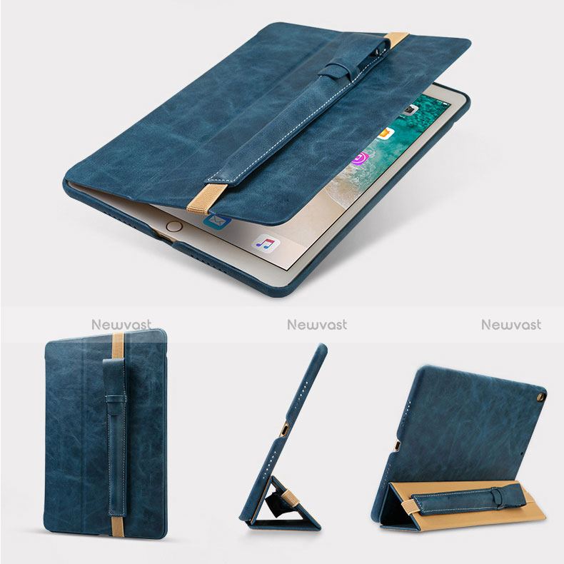 Luxury Leather Holder Elastic Detachable Cover P02 for Apple Pencil Apple New iPad 9.7 (2017) Blue