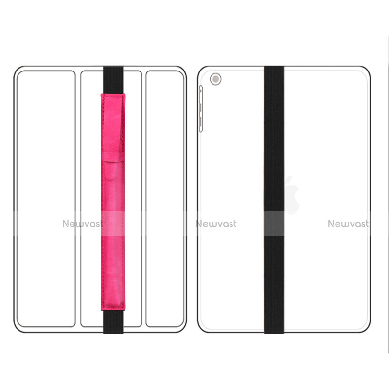 Luxury Leather Holder Elastic Detachable Cover P03 for Apple Pencil Apple New iPad 9.7 (2018) Hot Pink