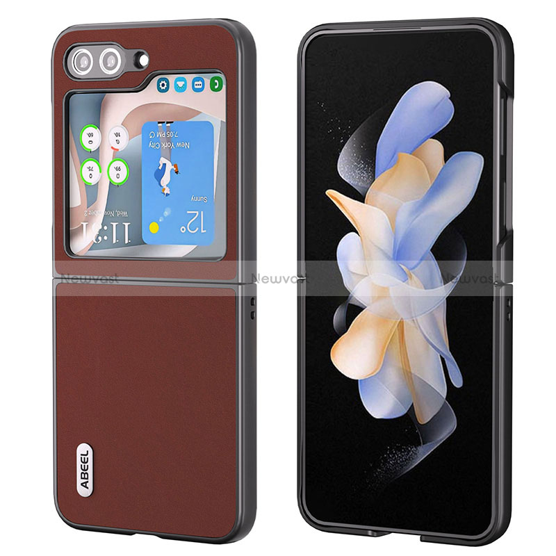 Luxury Leather Matte Finish and Plastic Back Cover Case AD2 for Samsung Galaxy Z Flip5 5G