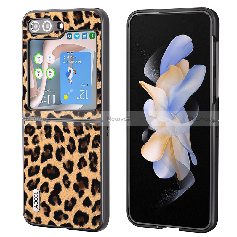 Luxury Leather Matte Finish and Plastic Back Cover Case AD5 for Samsung Galaxy Z Flip5 5G