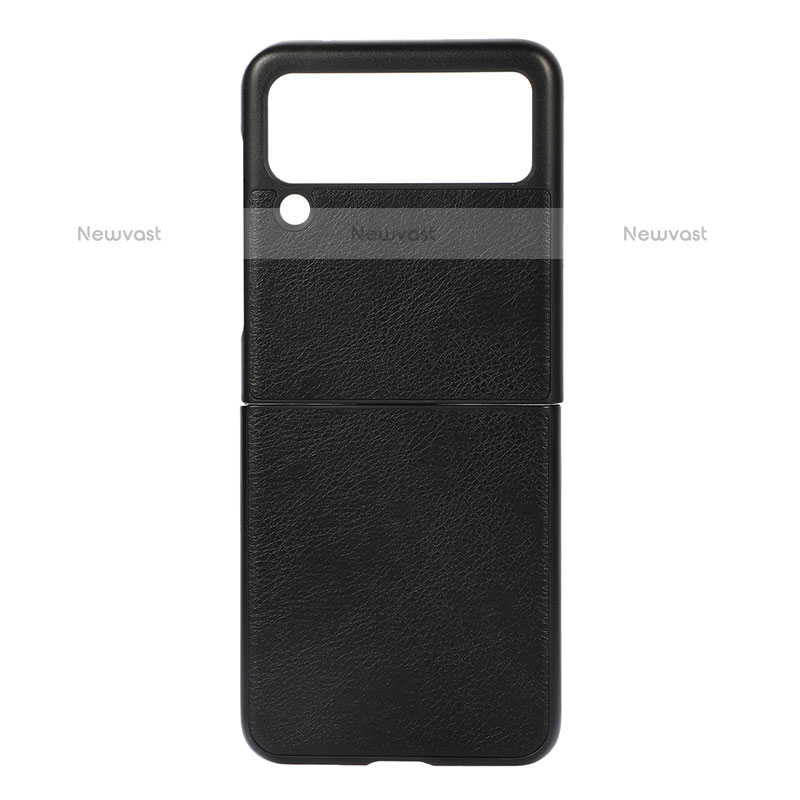 Luxury Leather Matte Finish and Plastic Back Cover Case B01 for Samsung Galaxy Z Flip3 5G