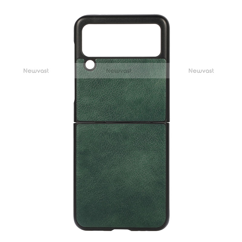 Luxury Leather Matte Finish and Plastic Back Cover Case B01 for Samsung Galaxy Z Flip3 5G