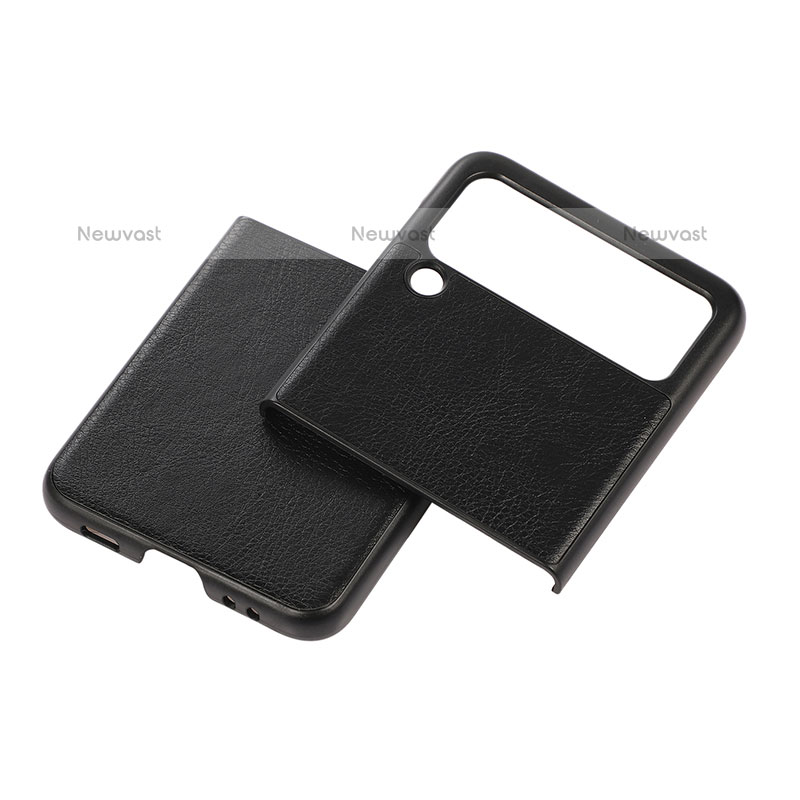 Luxury Leather Matte Finish and Plastic Back Cover Case B01 for Samsung Galaxy Z Flip3 5G