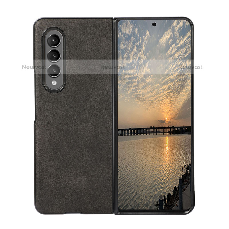 Luxury Leather Matte Finish and Plastic Back Cover Case B01 for Samsung Galaxy Z Fold3 5G