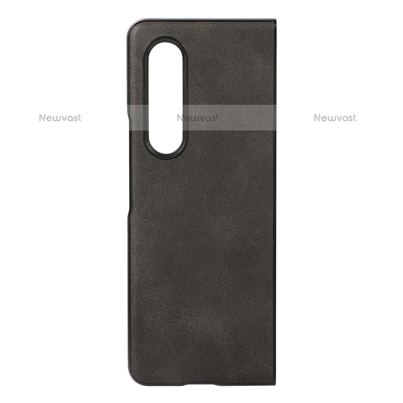 Luxury Leather Matte Finish and Plastic Back Cover Case B01 for Samsung Galaxy Z Fold3 5G