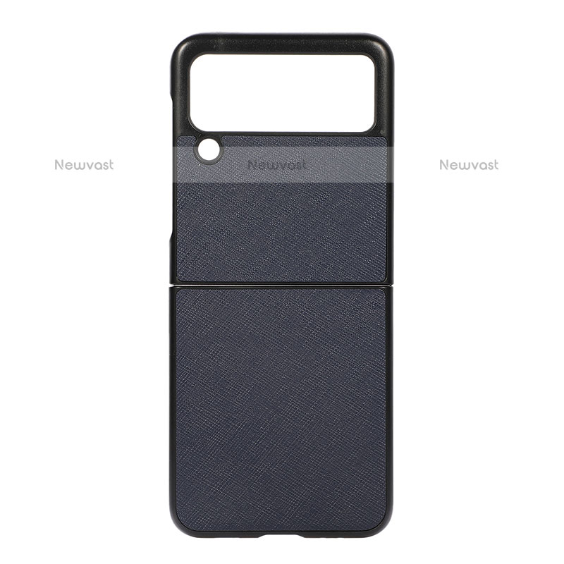 Luxury Leather Matte Finish and Plastic Back Cover Case B02 for Samsung Galaxy Z Flip3 5G