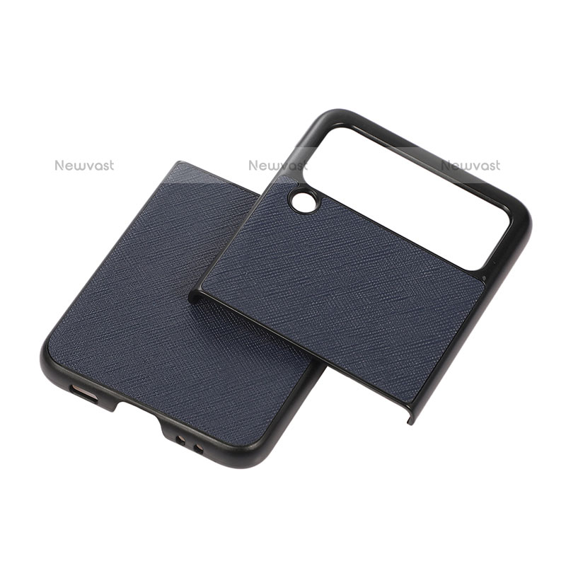 Luxury Leather Matte Finish and Plastic Back Cover Case B02 for Samsung Galaxy Z Flip3 5G