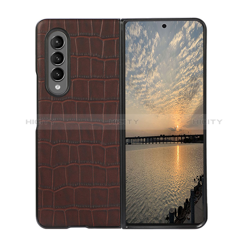 Luxury Leather Matte Finish and Plastic Back Cover Case B02 for Samsung Galaxy Z Fold4 5G