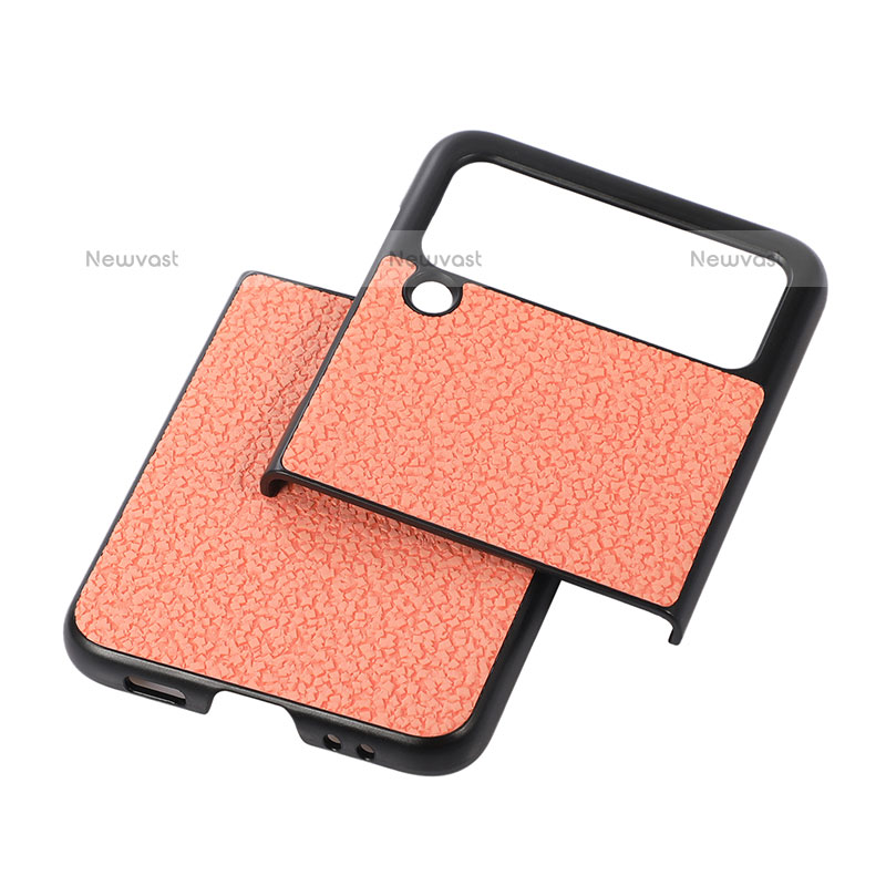 Luxury Leather Matte Finish and Plastic Back Cover Case B03 for Samsung Galaxy Z Flip3 5G