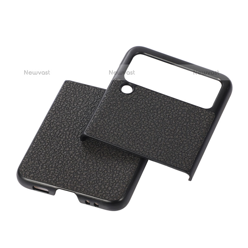 Luxury Leather Matte Finish and Plastic Back Cover Case B03 for Samsung Galaxy Z Flip3 5G