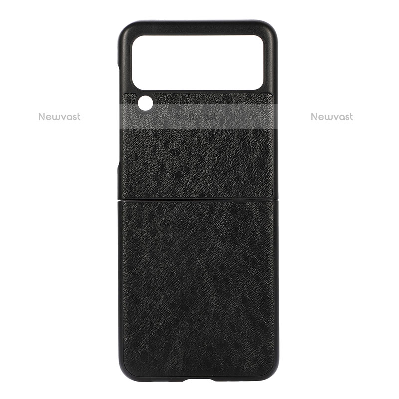 Luxury Leather Matte Finish and Plastic Back Cover Case B04 for Samsung Galaxy Z Flip3 5G