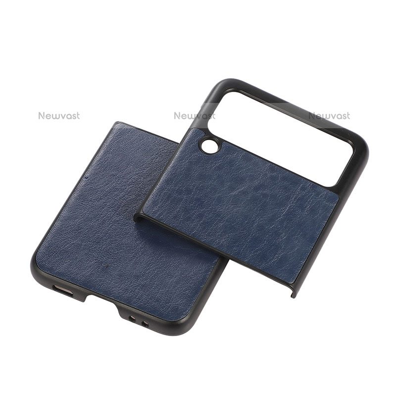 Luxury Leather Matte Finish and Plastic Back Cover Case B04 for Samsung Galaxy Z Flip3 5G