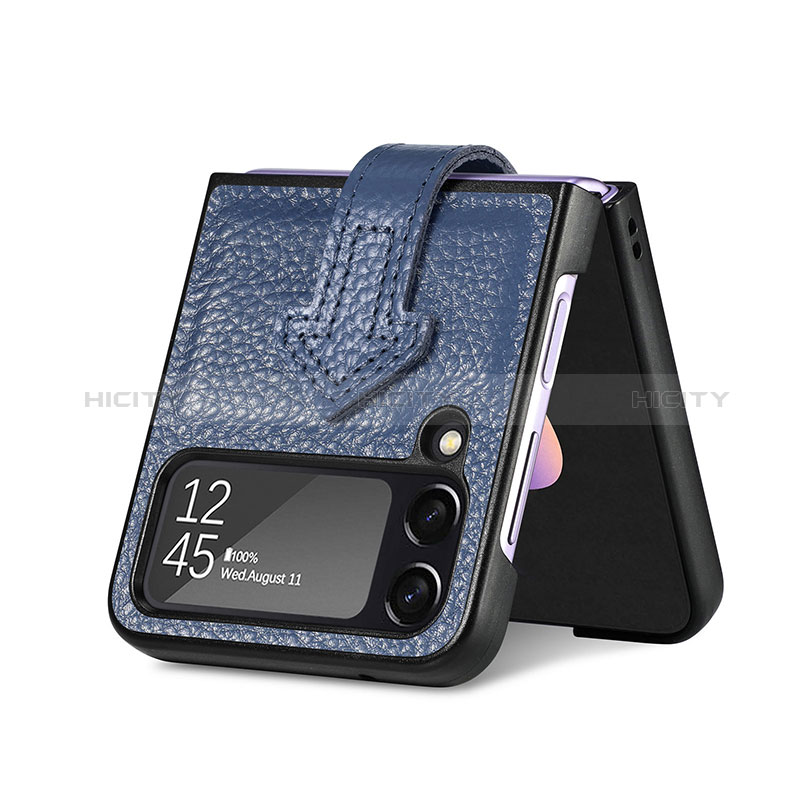 Luxury Leather Matte Finish and Plastic Back Cover Case B04 for Samsung Galaxy Z Flip4 5G