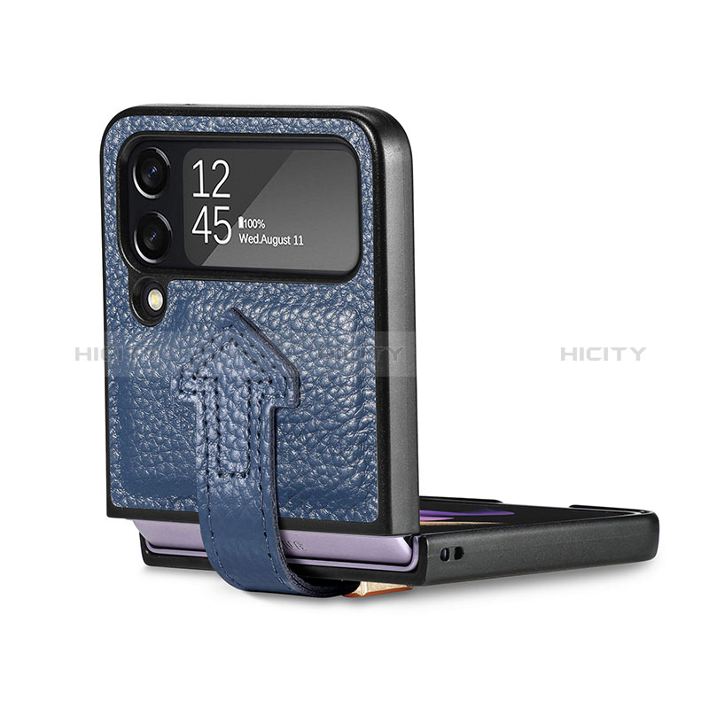 Luxury Leather Matte Finish and Plastic Back Cover Case B04 for Samsung Galaxy Z Flip4 5G