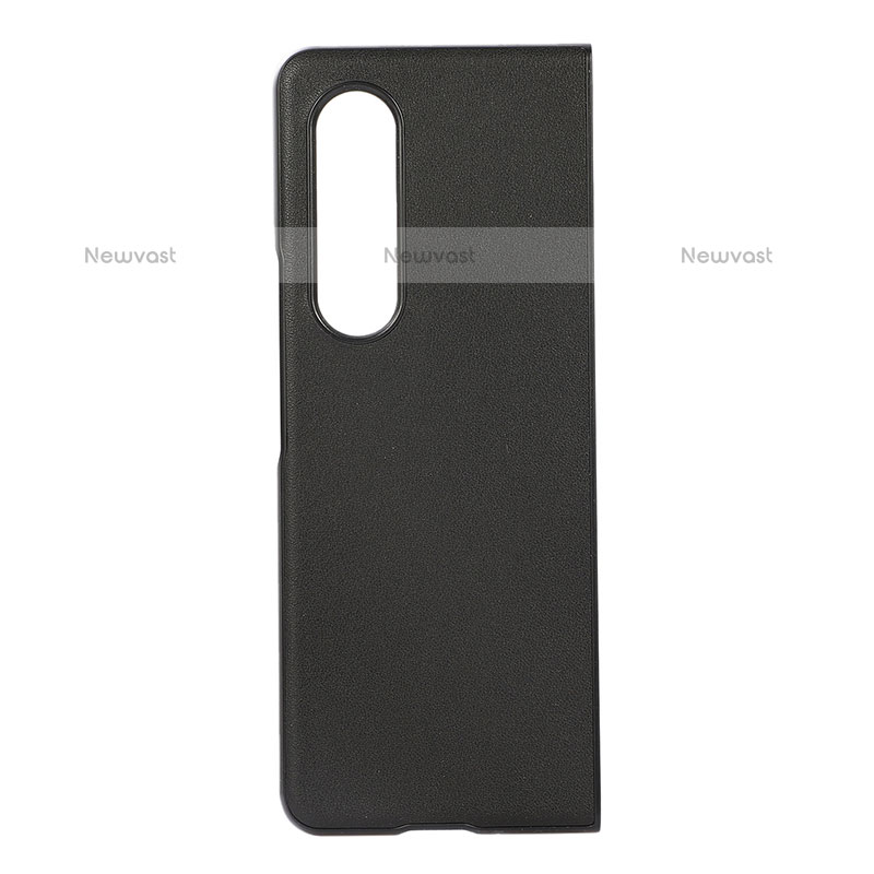 Luxury Leather Matte Finish and Plastic Back Cover Case B04 for Samsung Galaxy Z Fold3 5G