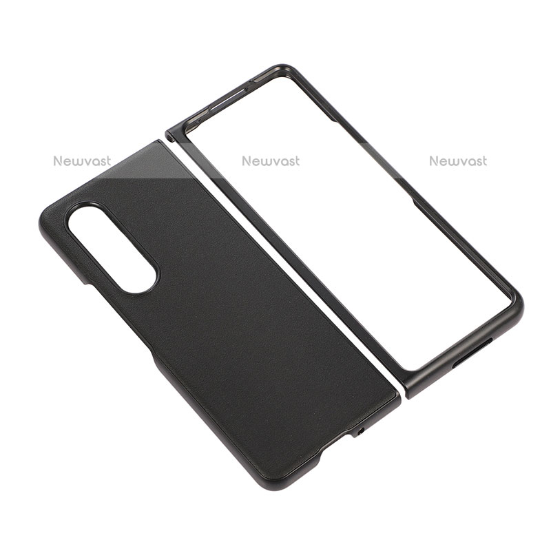 Luxury Leather Matte Finish and Plastic Back Cover Case B04 for Samsung Galaxy Z Fold3 5G