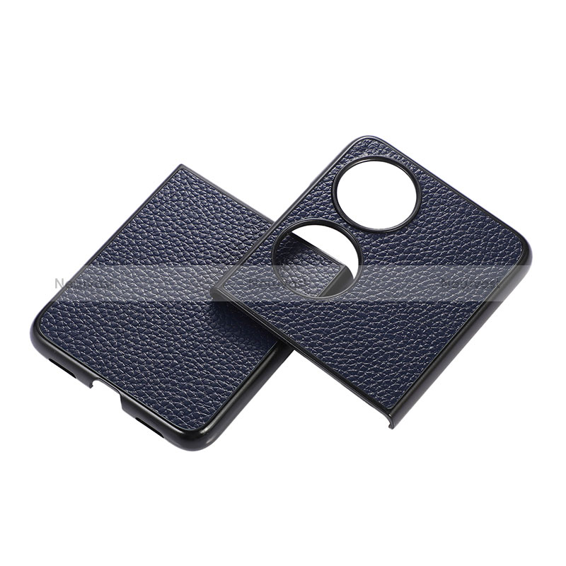 Luxury Leather Matte Finish and Plastic Back Cover Case B04H for Huawei P60 Pocket Blue