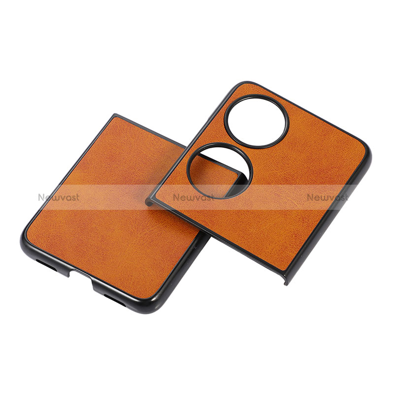 Luxury Leather Matte Finish and Plastic Back Cover Case B05H for Huawei P50 Pocket