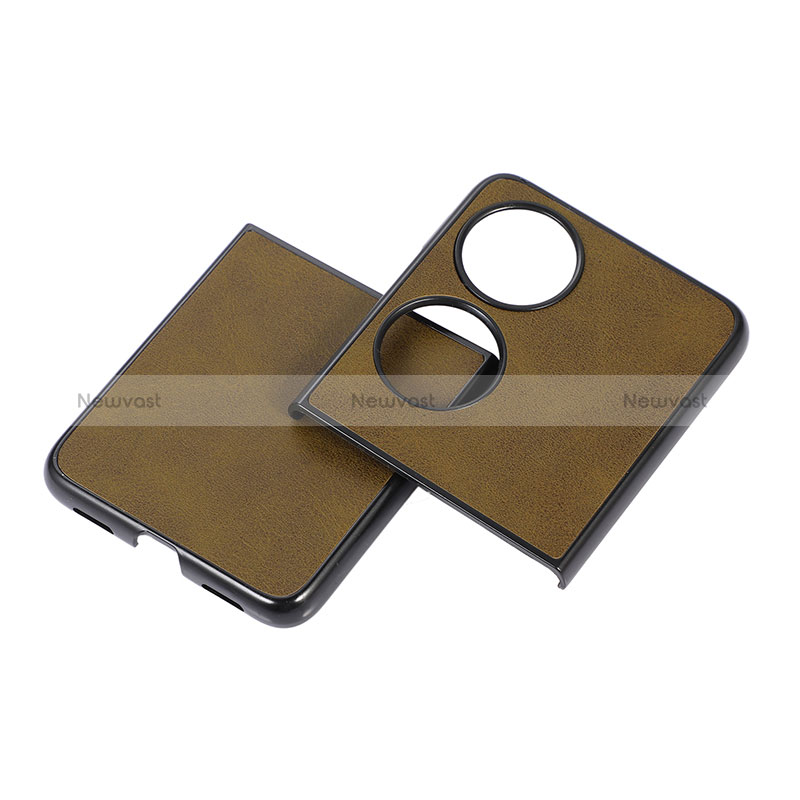 Luxury Leather Matte Finish and Plastic Back Cover Case B05H for Huawei P60 Pocket