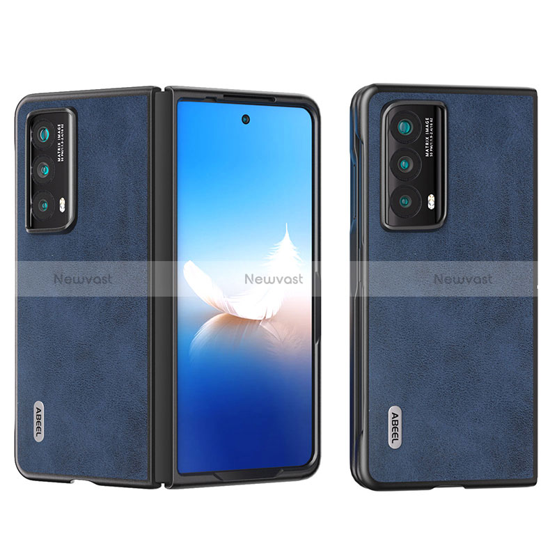 Luxury Leather Matte Finish and Plastic Back Cover Case B06H for Huawei Honor Magic Vs2 5G Blue