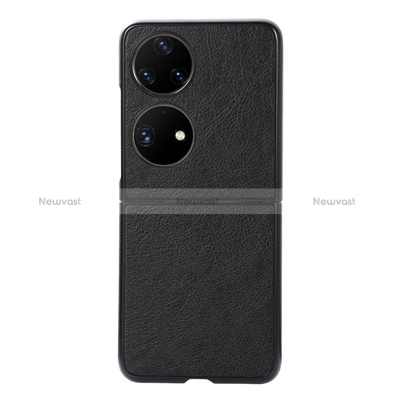 Luxury Leather Matte Finish and Plastic Back Cover Case B06H for Huawei P60 Pocket Black