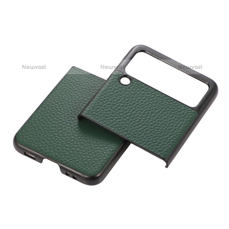Luxury Leather Matte Finish and Plastic Back Cover Case B07 for Samsung Galaxy Z Flip3 5G