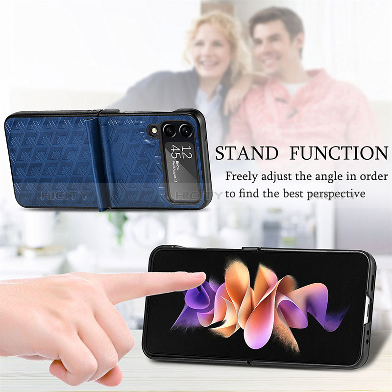 Luxury Leather Matte Finish and Plastic Back Cover Case B07 for Samsung Galaxy Z Flip4 5G